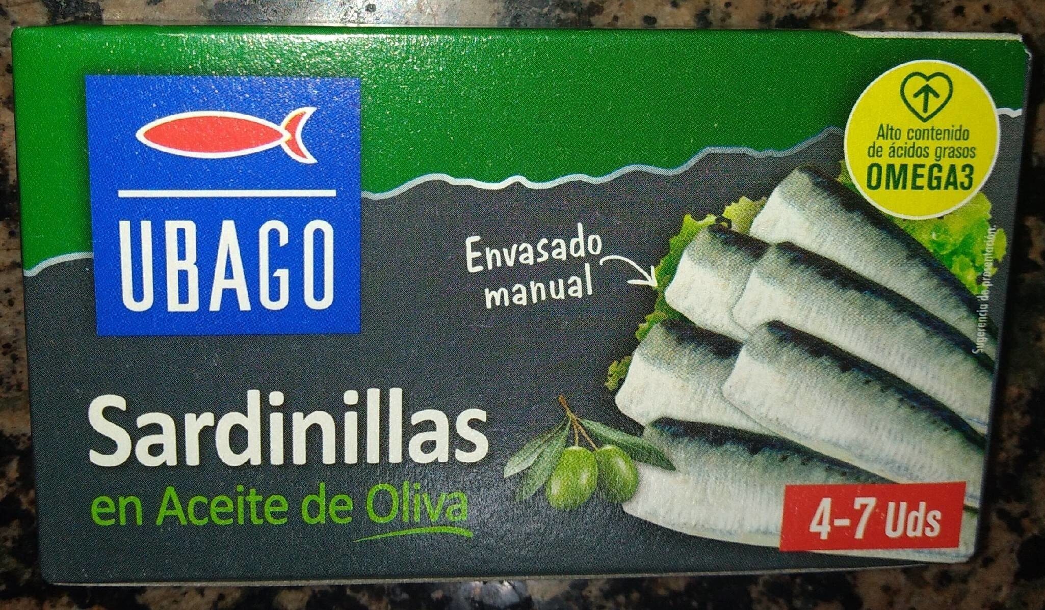 SARDINILLAS ACEITE OLIVA UBAGO LATA 90g.