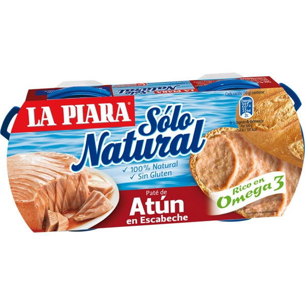 PATE PIARA ATUN ESCABACHE SOLO NATURAL 2x85g.