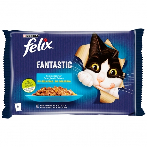 FELIX GATO SENSACION GELATINAS  4x85grs.