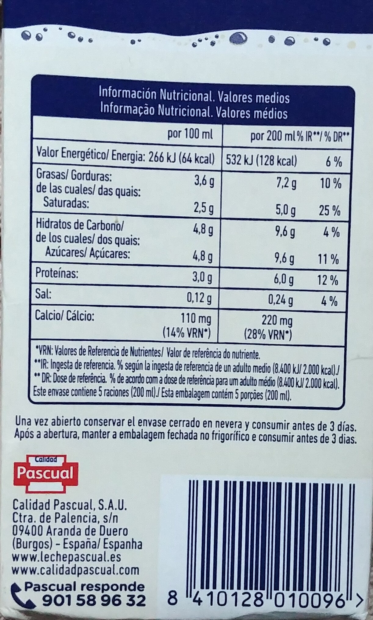 LECHE PASCUAL ENTERA 1 L.