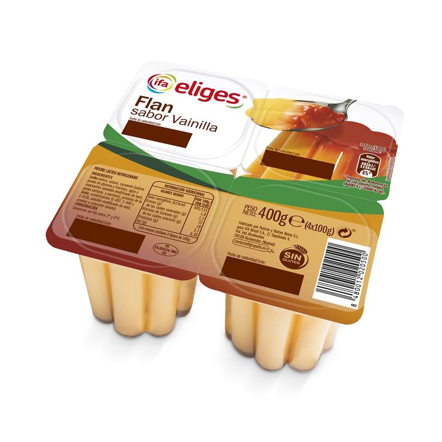 FLAN DE VAINILLA IFA ELIGES 4x100 g.