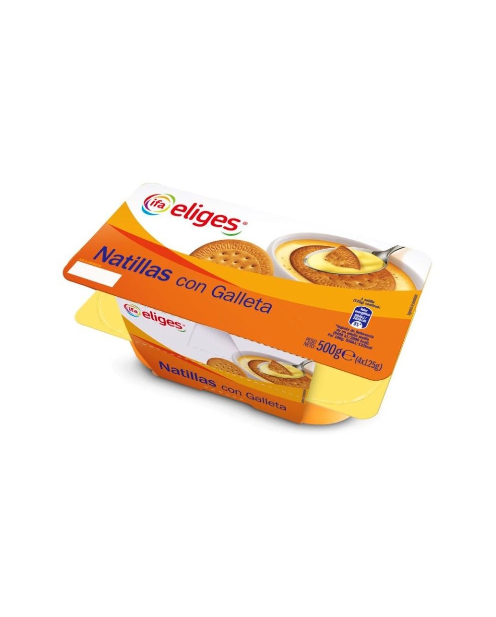 NATILLAS VAINILLA CON GALLETA IFA ELIGES 4x125g.