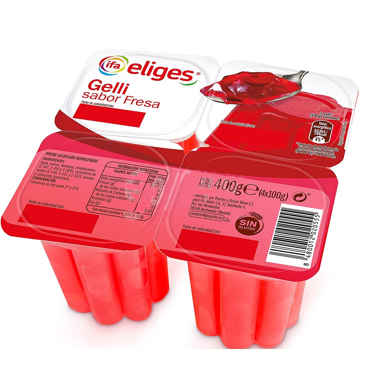 GELATINA FRESA IFA ELIGES 4x100g.