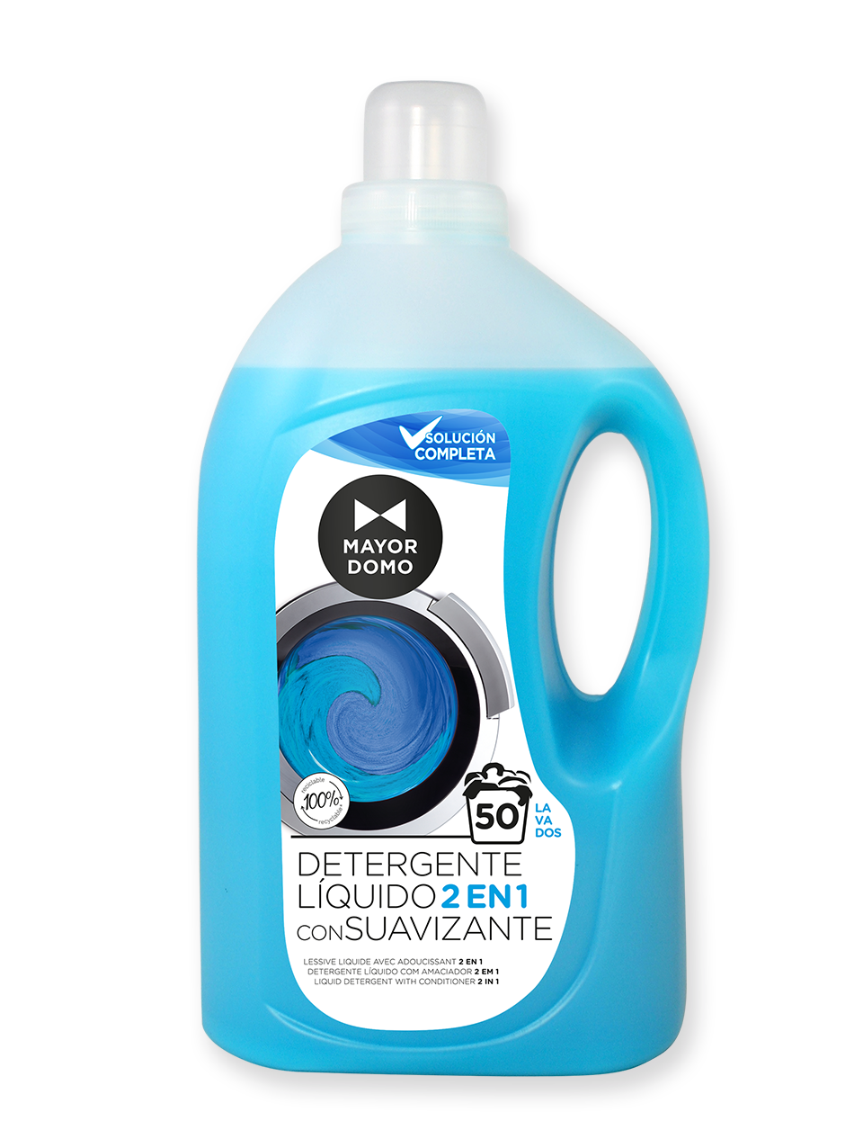 DETERGENTE LIQUIDO CON SUVIZANTE MAYORDOMO 2en1 3L.