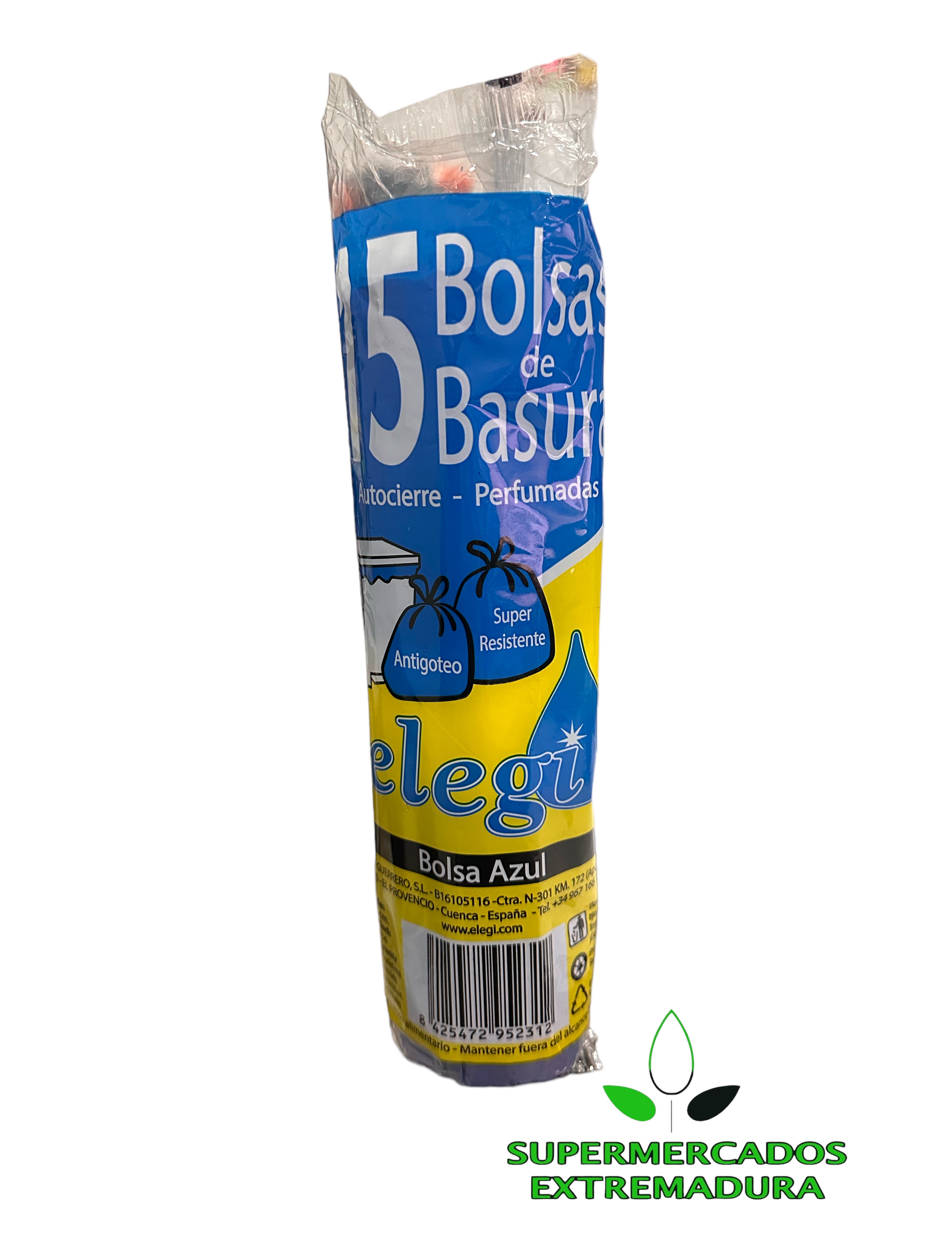 BOLSA BASURA AUTOCIERRE ELEGI 15u 55x55 AZUL 30L.