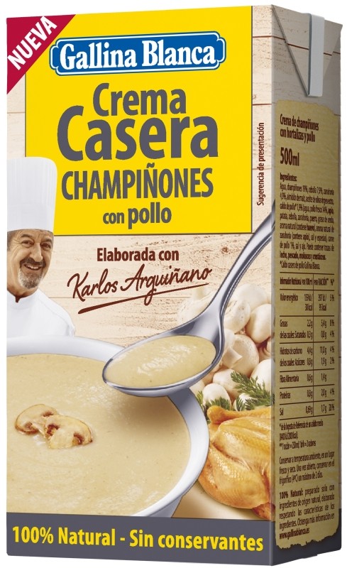 CREMA GALLINA BLANCA CHAMPILLONES POLLO 500g.