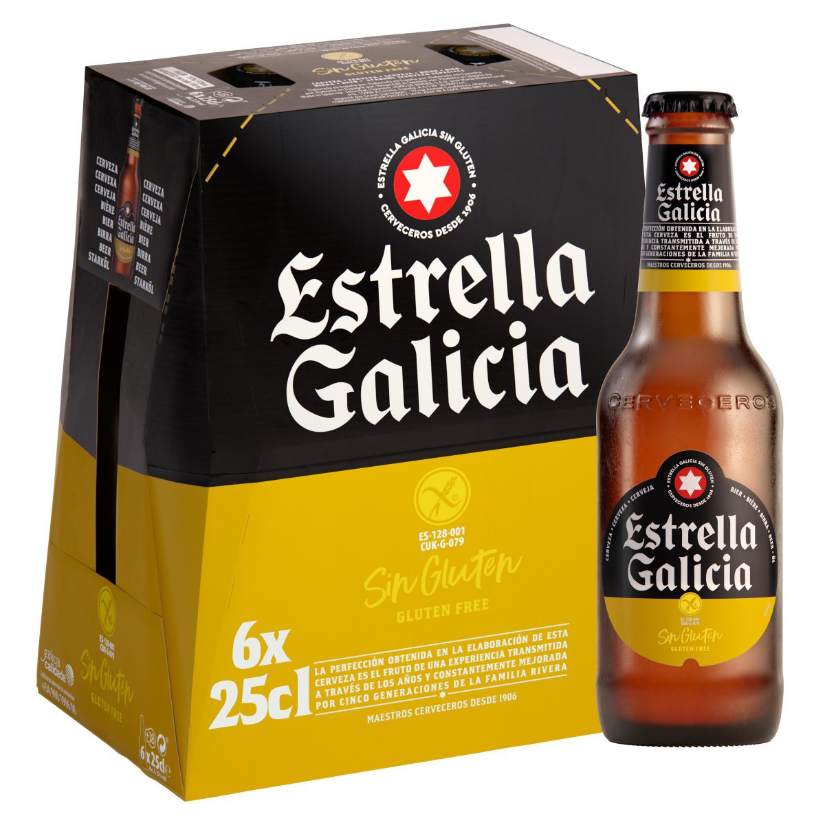 CERVEZA SIN GLUTEN ESTRELLA GALICIA 6x25cl. BOTELLIN