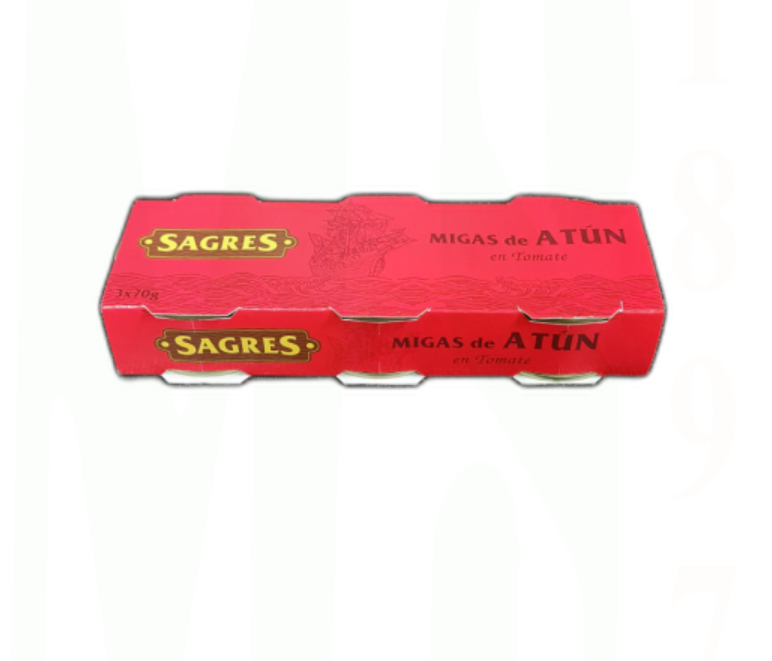 MIGAS ATUN CON TOMATE SAGRES 3x52g.