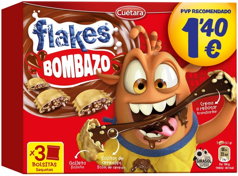 GALLETAS CUETARA FLAKES NOCILLA 105g.
