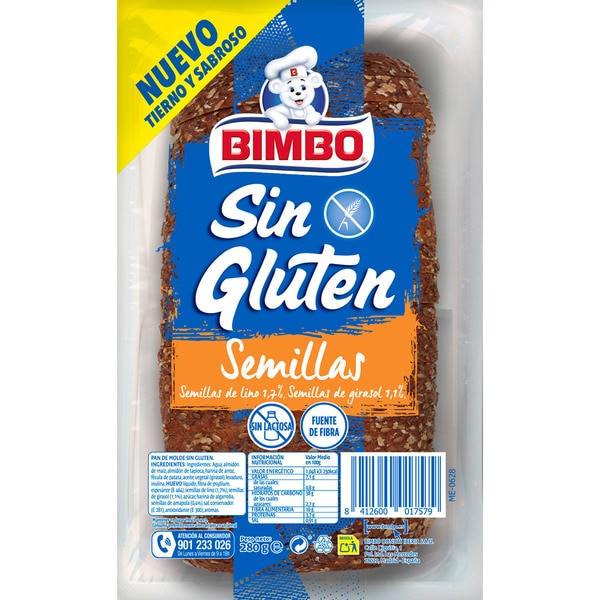 PAN BIMBO SEMILLAS SIN GLUTEN 300g.