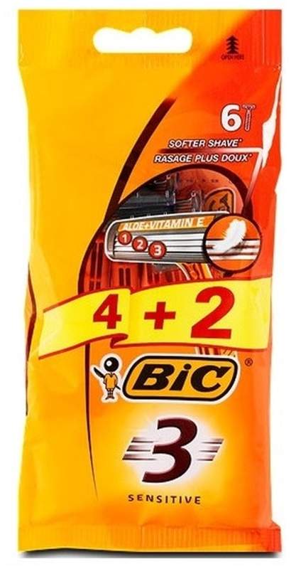 MAQUINILLAS AFEITAR BIC 3 HOJAS SENSITIVE 6ud.